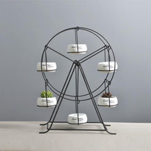 Load image into Gallery viewer, Ferris Wheel-stand with 6 Cement Succulent Plant Pots - stilyo
