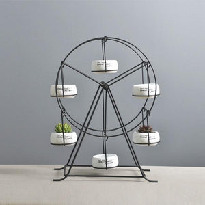 Ferris Wheel-stand with 6 Cement Succulent Plant Pots - stilyo