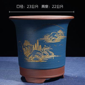 Boutique Zisha Clay Bonsai Pot Hand-Painted - stilyo