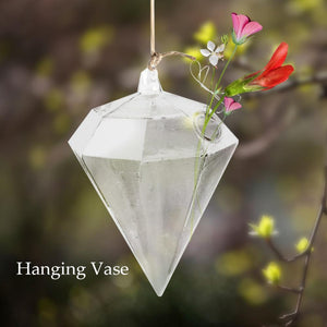 Diamond Shaped Glass Hanging Plant Pot - stilyo